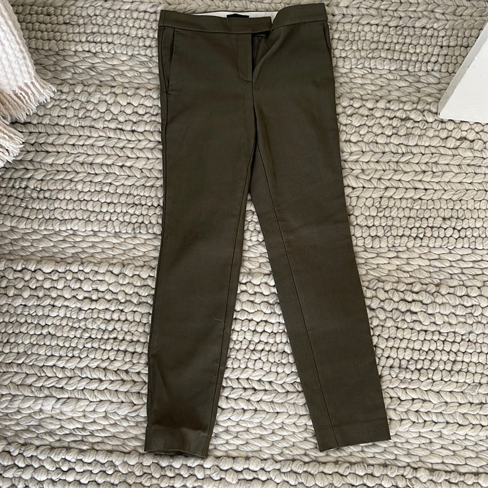 army green j crew womens work pants size 0